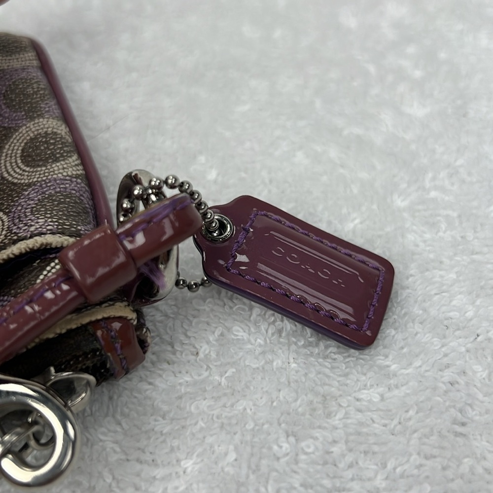 Coach Signature Brown and Purple Wristlet - Picture 5 of 7